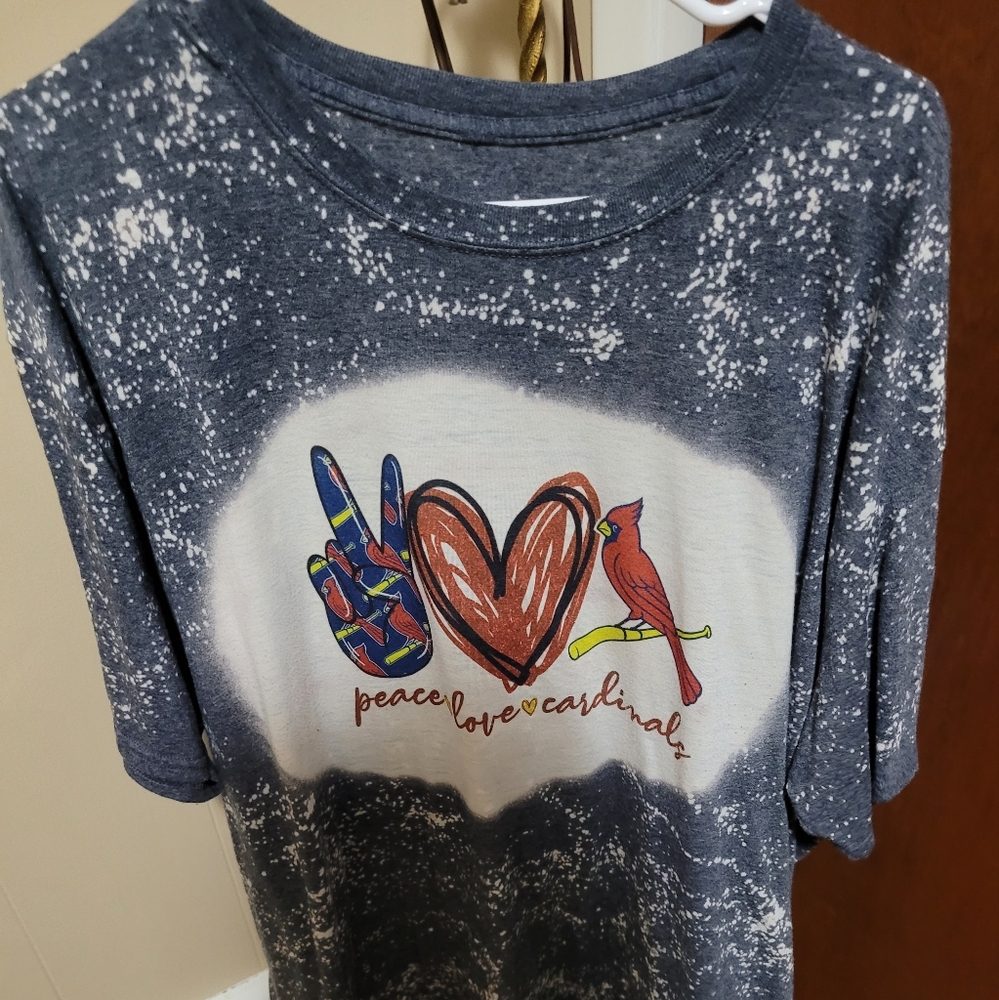 Homemade peace love Cardinals t-shirt navy blue bleached size 3X never dried